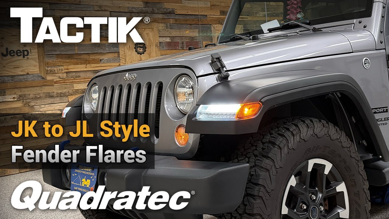 タケルJeep Wrangler jkラングラー ショートフェンダー TACTIK JK to JL Style Front Fender Flares for 07-18 Jeep Wrangler