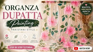 Organza dupatta painted by wet on wet techniques  screenshot 5