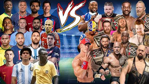 Football Legends 💪 🆚 WWE Champion🏆 (Ronaldo vs John Cena, Messi vs Rock )
