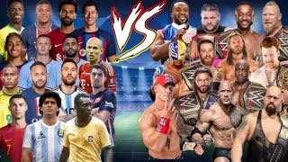 Football Legends 💪 🆚 WWE Champion🏆 (Ronaldo vs John Cena, Messi vs Rock )