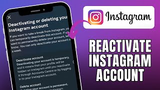 How To Reactivate an Instagram Account | Recover Instagram Account after Deactivation