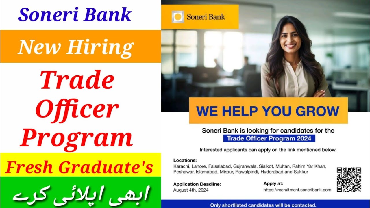 Soneri Bank Hiring Trade Officer  Program For Fresh Graduate's From all over Pakistan | Bank Jobs