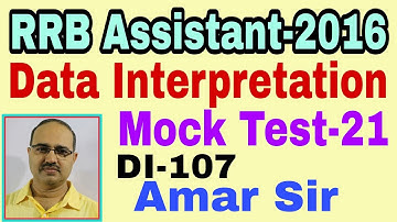 Data Interpretation questions | 107 | Mock Test-21 | RRB Assistant-2016 | Unique method #Amar Sir
