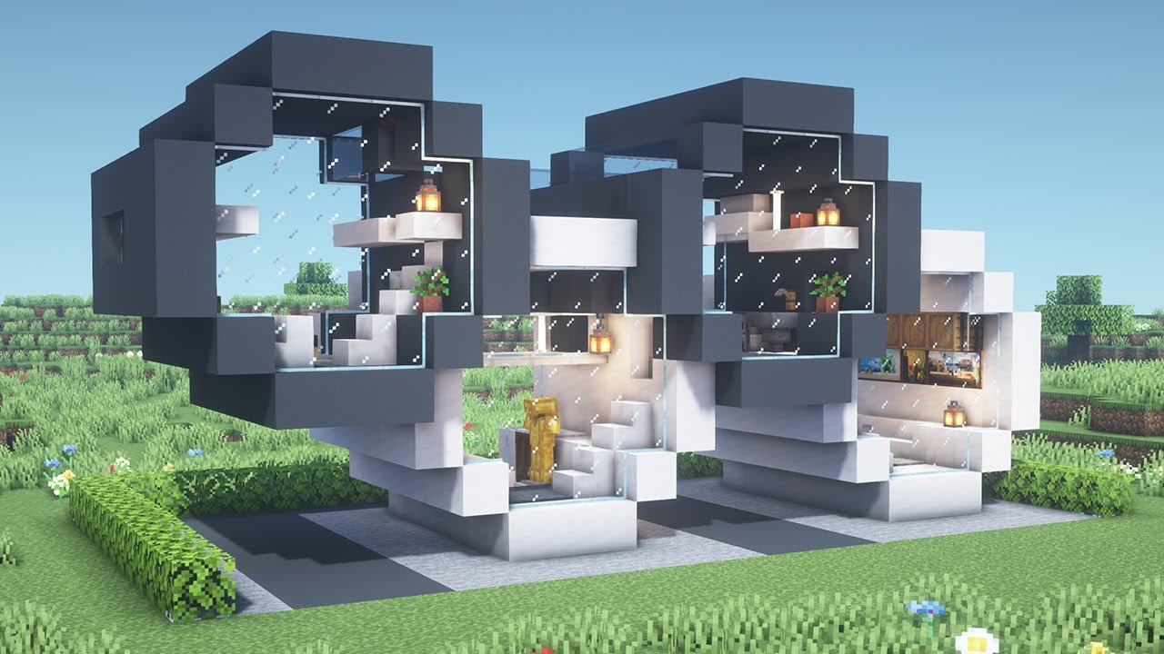 Minecraft Tutorial Small Circle Modern House How To Build A Modern House Easy Youtube
