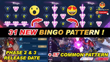NEW TRANSFORMER BINGO PATTERN ( Part 2 ) | Recharge 2nd & 3rd Phase Release Date Event MLBB 2022