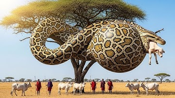 Courageous Rescue Team Confronts Giant Python to Save White Cow and Calf!