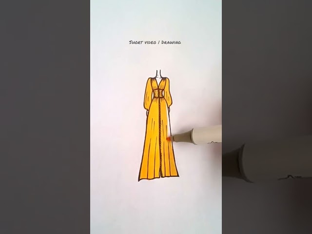 Yellow miniature dress 💛💛👗 || Creative art 🎨 #shorts #drawing #art #fashion #youtubeshorts #viral