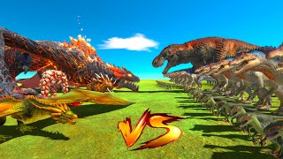 Fire Team and Water Team VS Dinosaur  Animal Revolt Battle Simulator