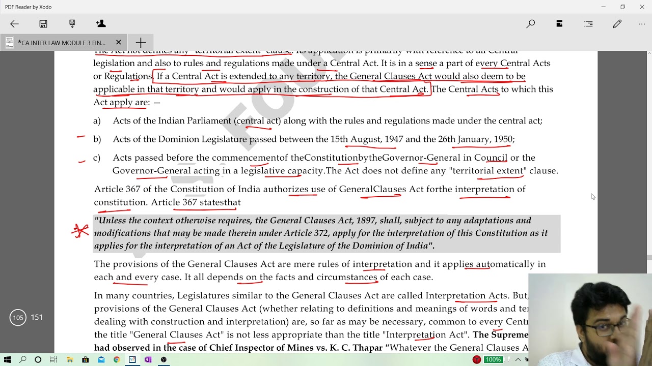 CA Inter Law New Syllabus Revision of Chapter 3 The General clauses Act ...