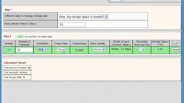 Working with ACTi Bandwidth Storage Calculator