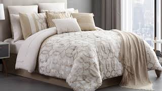 Contemporary Geometric Gold Tonal Jacquard 10 Piece Comforter Set