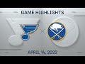 NHL Highlights | Blues vs. Sabres - Apr. 14, 2022