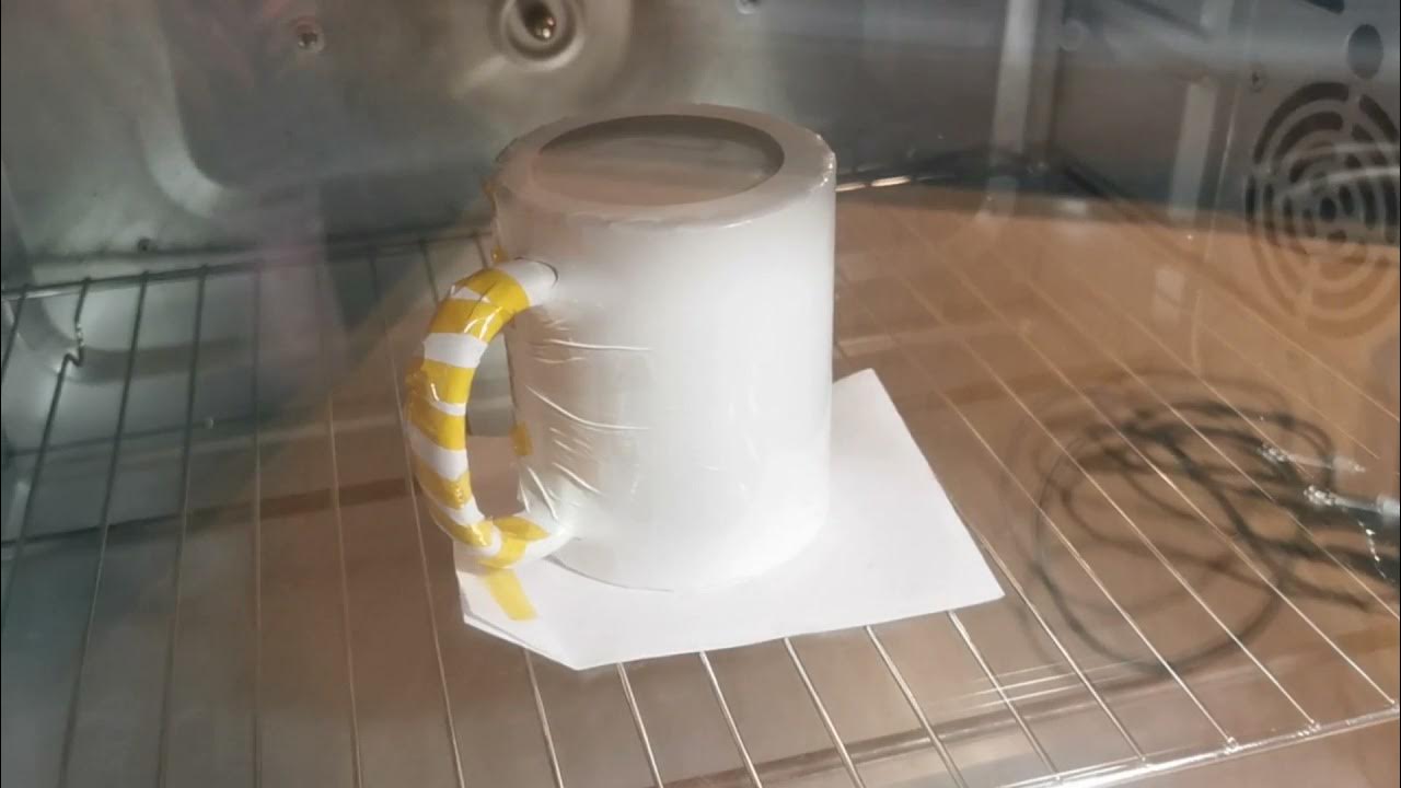 Sublimate a mug in a convection oven (Shrink foil ) YouTube