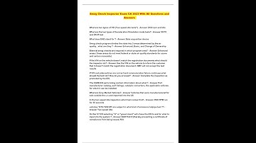 Smog Check Inspector Exam CA 2023 With All Questions and Answers