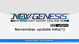 PSO2 NEW GENESIS November Updates 1 Introduction Video