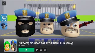 BIG HEAD BARRY’S PRISON RUN UPDATE! Roblox complete game play