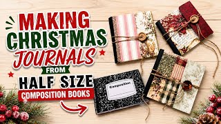 DO THIS TO A HALF-SIZE COMPOSITION BOOK! Cool Fold Over Flap!  Christmas Journal DIY