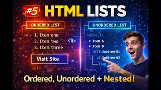 🎬 5. HTML Lists Explained (Ordered, Unordered, Nested) | Beginner Tutorial