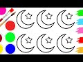 🌜⭐Easy Moon Drawing with step by step | Simple Moon Drawing for beginners