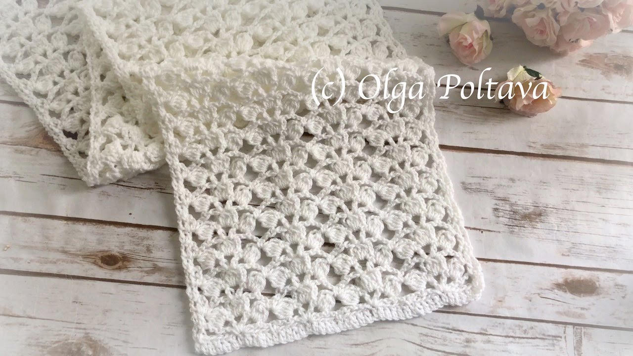 How to Crochet Lacy Scarf with Clusters, Crochet Video Tutorial