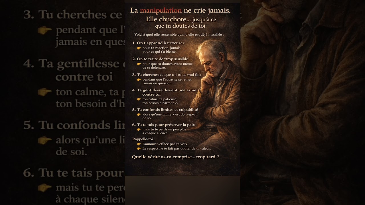 La manipulation silencieuse : 6 signes qui te font douter de toi sans t’en rendre compte