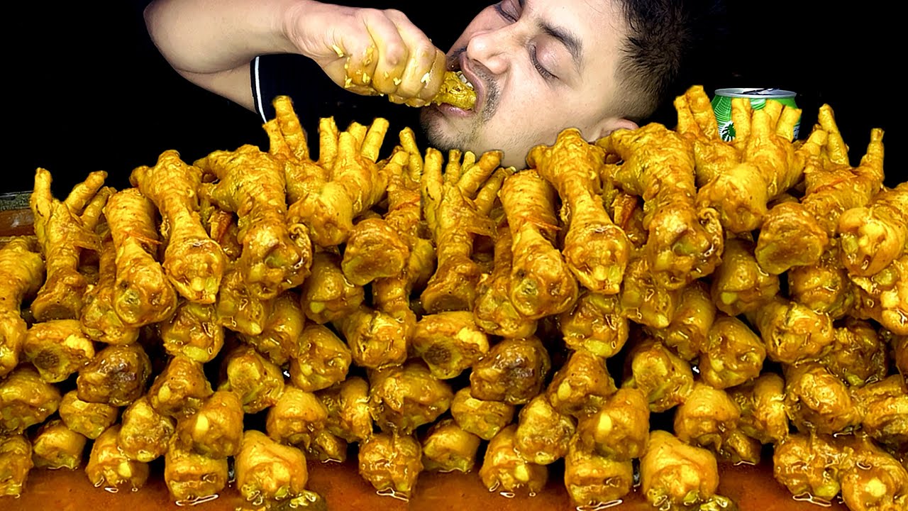 Asmr Mukbang Spicy Chicken Foot Curry with Rice Eating Show Chicken Foot Curry, Saiad, Hungry Boy