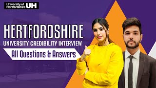University Of Hertfordshire | University Credibility Interview | All Questions & Answers