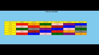 How to create school schedule with HTML and CSS