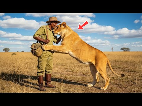 التقى الأسد بالرجل العجوز مرة أخرى بعد سنوات عديدة وما فعلته بعد ذلك صدم الجميع