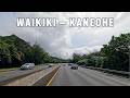 Waikiki To Kaneohe Scenic Pali Highway Drive Oahu Hawaii 4K 