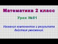 Математика 2 класс (Урок№51 - Названия компонентов и результата действия умножения.)