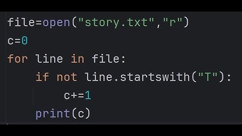 Files | count the number of lines from a text file which does not start with T.