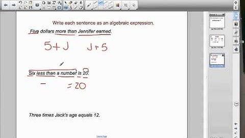Math Video Training Course 2: Lesson 3-1: Writing Expressions and Equations