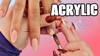 How do you apply acrylic on a fake nail?