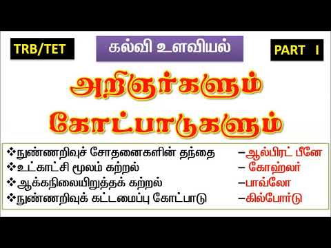 கல்வி உளவியல்  அறிஞர்களும் கோட்பாடுகளும் (பகுதி 1) Education psychology  Theory