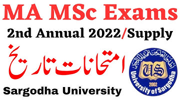 MA MSc Part 1 & 2 & Composite 2nd Annual 2022/Supply Exams Sargodha University - UOS MA MSc Exams