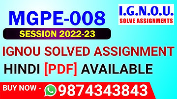 MGPE-008 Solved Assignment 2022-23 in Hindi, MGPE 8 Solved Assignment 2023, MGPE 8 Assignment