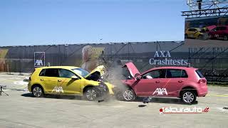 AXA Crash test VW Golf ICE vs EV: how dangerous is the extra weight?