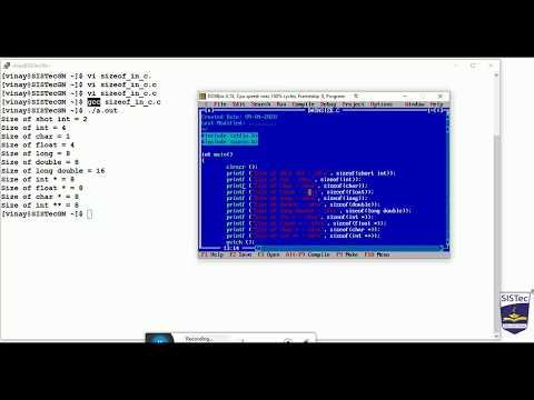 sizeof in C using GNU CGG and TURBO C | Vinay Singh | SISTec Gandhi Nagar