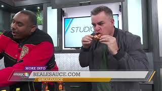 @Studio40 Live in Sacramento California. Scott and Gary getting their taste of Beale Sauce.