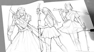 🙌🏻 DRAW WITH ME - ANIME 3 POSE [ HOLDING A SWORD ] 🙌🏻