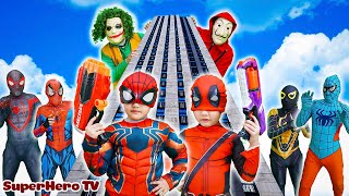 TEAM SPIDER-MAN VS Bad Guy JOKER|| KID SPIDER MAN \& KID DEALPOOL Destroy JOKER thief (LIVE ACTION)