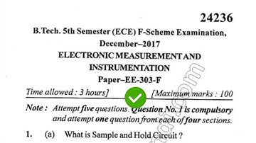 2017 Mdu BTech ECE 5th Sem Electronics Measurement & Instrumentation Question Paper