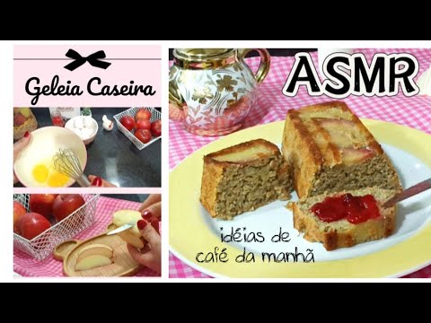 ASMR CULINÁRIO - BOLO DE BANANA SEM FARINHA E GELEIA CASEIRA DE MORANGO-DELICIOSA| Sons relaxantes