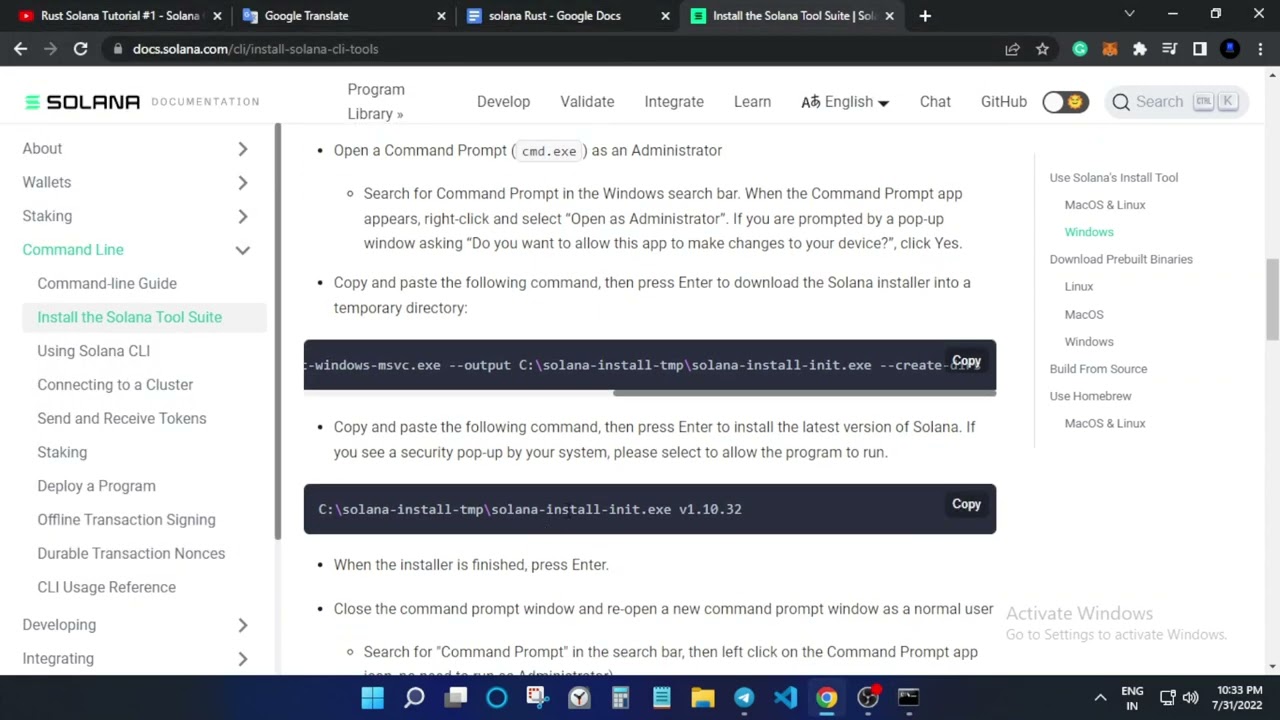Solana installation on windows 11 ( 2022 )