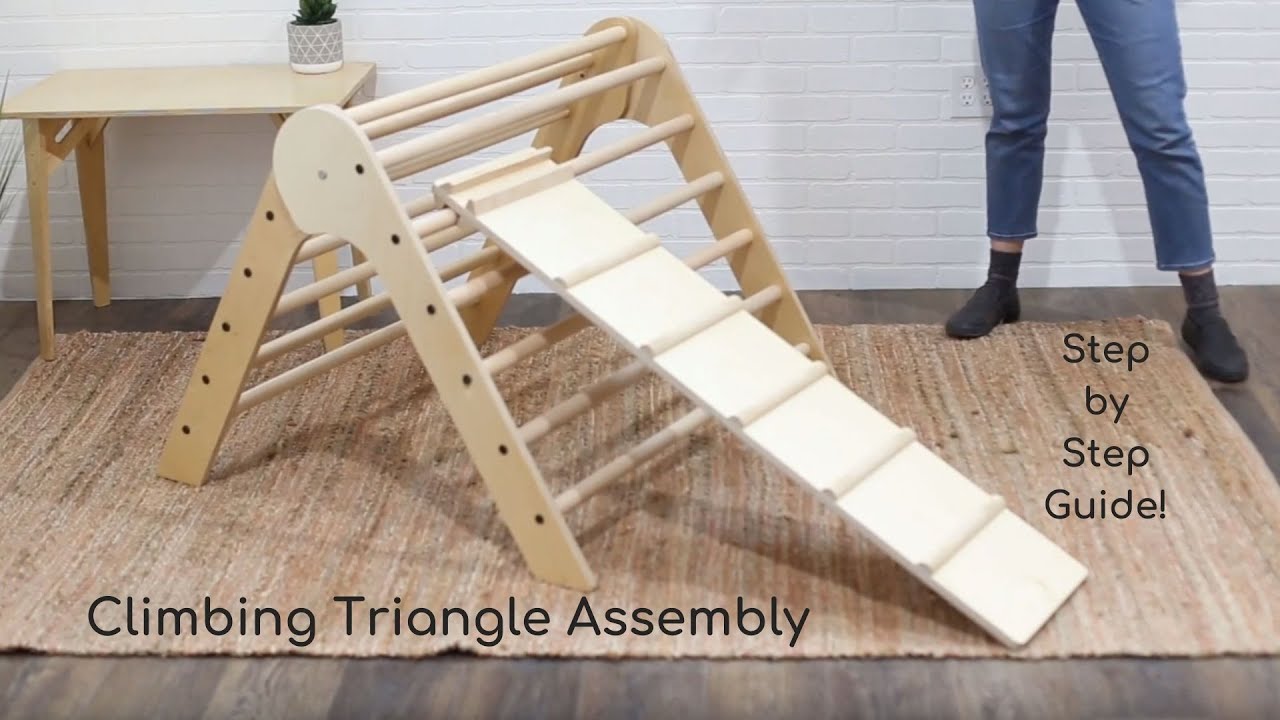 Indoor Kids Climbing Toys Premium Wooden Climbing Triangle for Sliding and Climbing 2 in 1 Stable Toddler Climber Structure Pikler Triangle Climber with Ramp Foldable Kids Climber