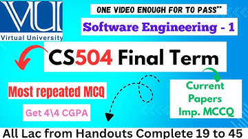 CS504 Final Term Preparation✅ || Software Engineering || CS504 Important MCQ || @Helper0711