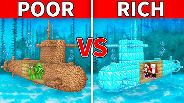 Mikey Family & JJ Family - NOOB vs PRO : Submarine House Build Challenge in Minecraft (Maizen)