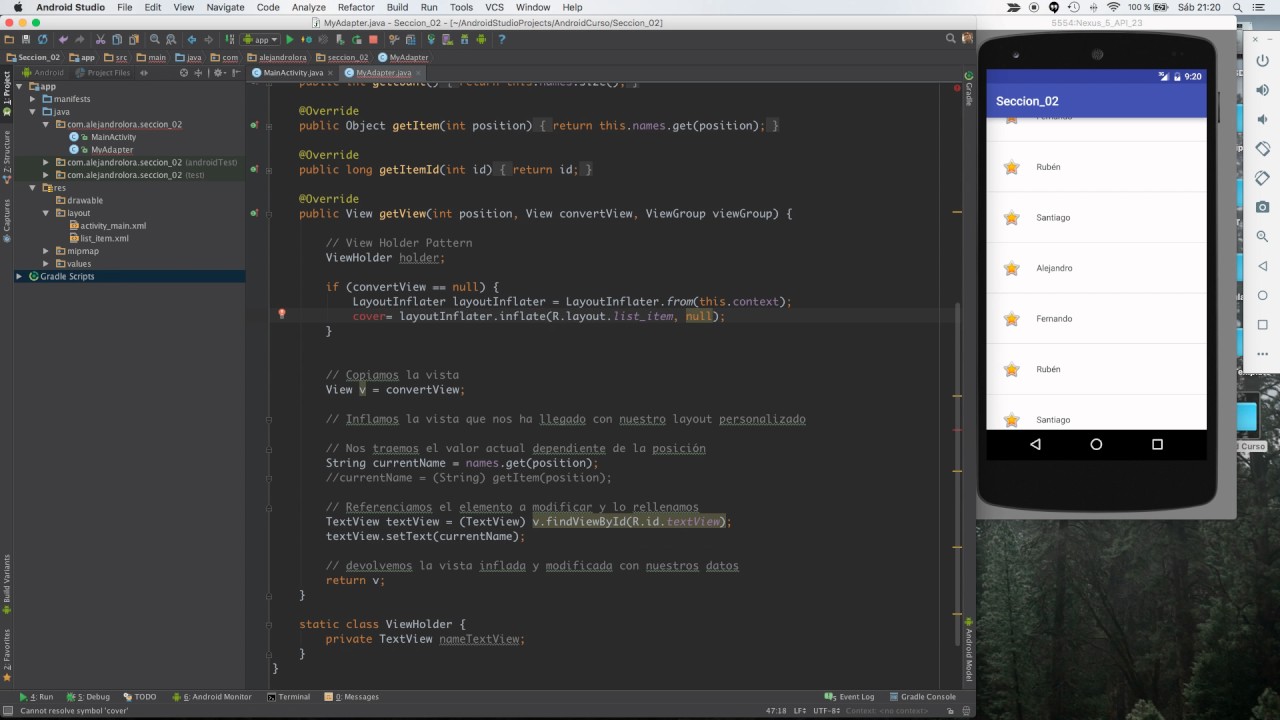 Curso de Programación de Android 052 ViewHolder pattern en Adapter ...