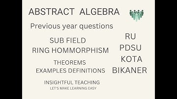 PYQs of Sub Field //PDSU & RU PYQs of ABSTRACT ALGEBRA BSC MATHS #ring #bscmaths #teaching #bsc